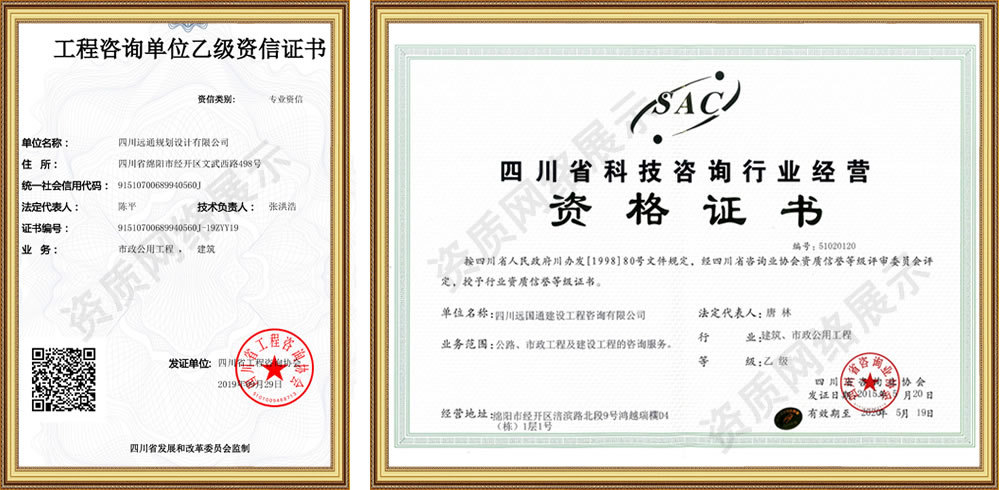 四川遠通規(guī)劃設(shè)計有限公司資質(zhì)榮譽